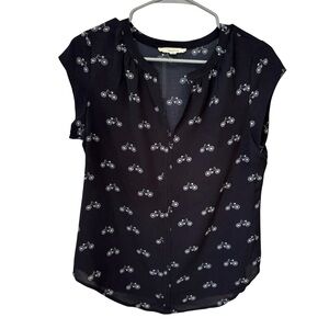 Fun 2 Fun Bicycle Print Sleeveless Top Women’s Small Black